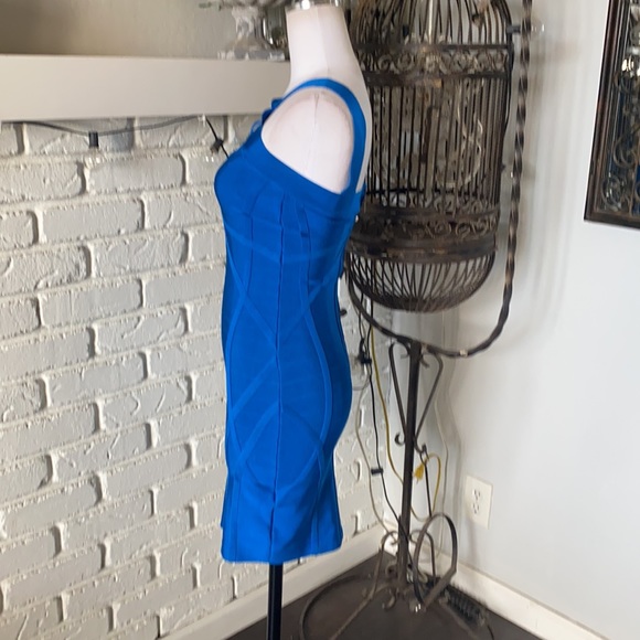 GUESS BY MARCIANO BLUE BANDAGE BODYCON DRESS SMALL EXCELLENT
